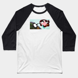 The Creation of Adam Penguin Baseball T-Shirt